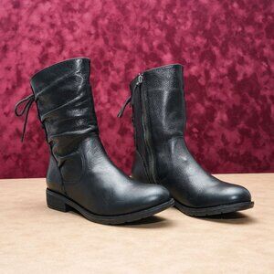 Sofft Women Sharnell Low Black Leather Back Lace-up Mid Calf boots sz 7